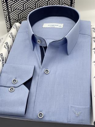 Klasik Uzun Kol Filafil Pitikareli Swift Hediye Kutulu Erkek Gömlek FS-001263 - Mavi