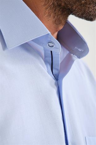 Klasik Kısa Kol Filafil Pötikareli Swift Hediye Kutulu Erkek Gömlek FS-001220 - Mavi