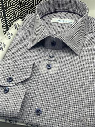 Klasik Uzun Kol Kare Armür Desenli Hediye Kutulu Erkek Gömlek FS-002151 - Mor