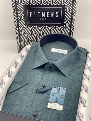 Klasik Kısa Kol Keten Hediye Kutulu Erkek Gömlek FS-003575 - Yeşil