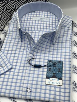 Klasik Kısa Kol Kareli Hediye Kutulu Erkek Gömlek FS-004127 - Açık Mavi