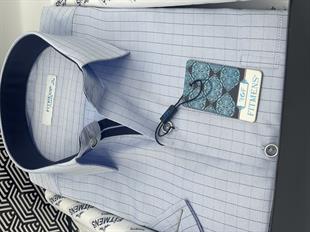 Klasik Kısa Kol Kareli Hediye Kutulu Erkek Gömlek FS-004160 - Mavi