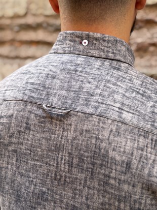 Slim Fit Uzun Kol Müslin Dijital Baskılı Hediye Kutulu Erkek Gömlek FS-004599 - Antrasit