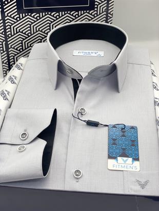 Klasik Uzun Kol Filafil Pitikareli Swift Hediye Kutulu Erkek Gömlek FS-001263 - Gri