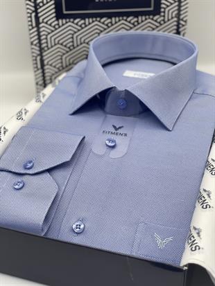 Klasik Uzun Kol Oxford Hediye Kutulu Kolay Ütülenebilir Erkek Gömlek FS-001254 - Koyu Mavi