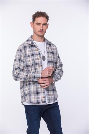 Oversize Yeni Sezon Gömlek Yaka Pamuklu Oduncu Hediye Kutulu Erkek Gömlek FS-002200 - Gri