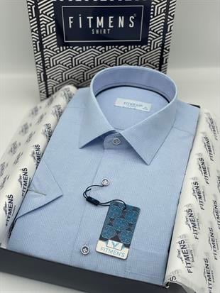 Klasik Kısa Kol Keten Cotton Hediye Kutulu Erkek Gömlek FS-003624 - Açık Mavi