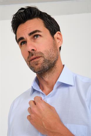 Klasik Kısa Kol Keten Cotton Garneli Hediye Kutulu Erkek Gömlek FS-000748 - Açık Mavi