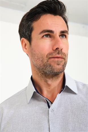 Klasik Kısa Kol Keten Cotton Garneli Hediye Kutulu Erkek Gömlek FS-000748 - Gri