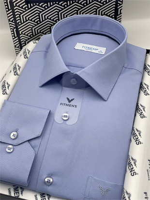 Klasik Uzun Kol Oxford Hediye Kutulu Kolay Ütülenebilir Erkek Gömlek FS-001254 - Mavi