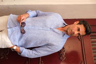 Slim Fit Uzun Kol %100 Keten Nefes Alabilen Kumaştan Hediye Kutulu Erkek Gömlek FS-004170 - Saks Mavi