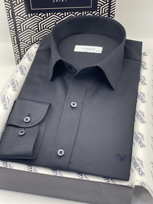 Slim Fit Uzun Kol Saten Hediye Kutulu Kolay Ütülenebilir Erkek Gömlek FS-002968 - Lacivert