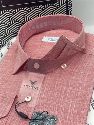 Klasik Uzun Kol Keten Yaka Alttan Düğmeli Hediye Kutulu Erkek Gömlek FS-003686 - Bordo