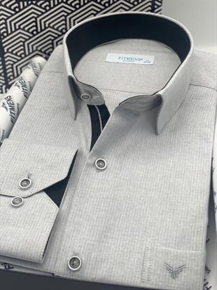 Klasik Uzun Kol Keten Cotton Hediye Kutulu Erkek Gömlek FS-001261 - Açık Gri