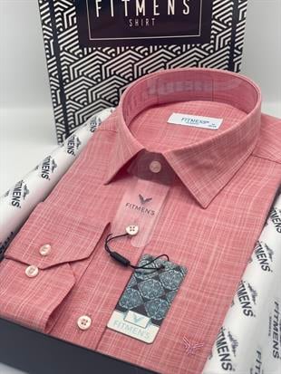 Klasik Uzun Kol Keten Yaka Alttan Düğmeli Hediye Kutulu Erkek Gömlek FS-003686 - Bordo