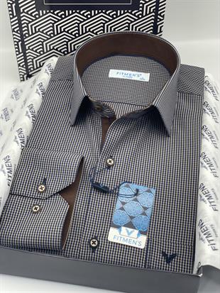 Klasik Uzun Kol Kareli Hediye Kutulu Erkek Gömlek FS-003105 - Lacivert