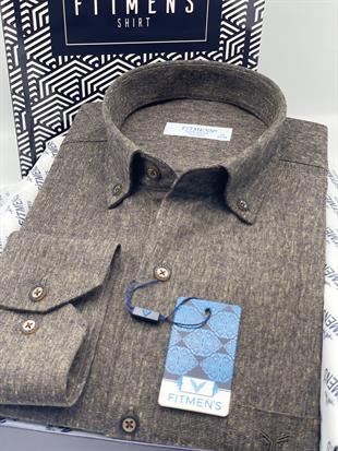 Klasik Uzun Kol Kışlık Oduncu Yaka Düğmeli Pamuklu Hediye Kutulu Erkek Gömlek Y.Filafil FS-003136 - Kahverengi