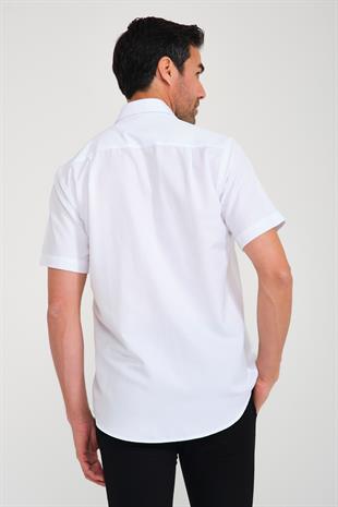 Klasik Kısa Kol Oxford Hediye Kutulu Erkek Gömlek FS-001200 - Beyaz Lacivert