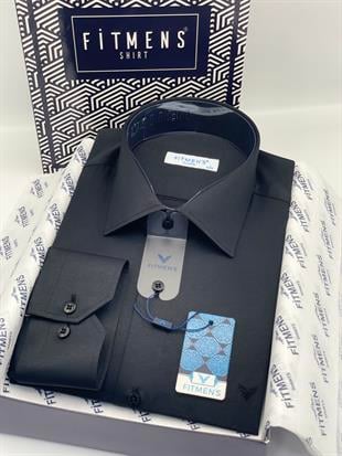 Klasik Uzun Kol Gold Saten Cepsiz Hediye Kutulu Erkek Gömlek FS-003308 - Siyah