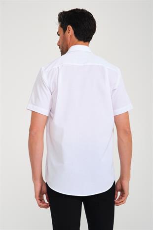 Klasik Kısa Kol Pitikare Armür Hediye Kutulu Erkek Gömlek FS-001201 - Beyaz