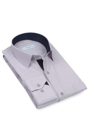Klasik Uzun Kol Keten Cotton Hediye Kutulu Erkek Gömlek FS-001261 - Lila