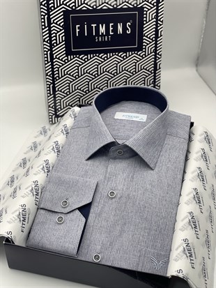 Klasik Uzun Kol Keten Cotton Hediye Kutulu Erkek Gömlek FS-001261 - Lacivert