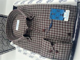 Klasik Uzun Kol Kışlık %100 Cotton Kareli Yaka Düğmeli Hediye Kutulu Erkek Gömlek FS-003127 - Bordo