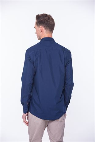 Klasik Uzun Kol Oxford Hediye Kutulu Kolay Ütülenebilir Erkek Gömlek FS-001254 - Lacivert