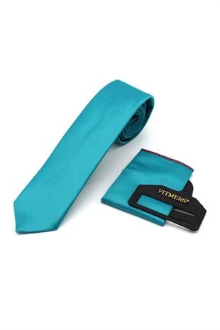 Erkek Kravat Mendil Seti FS-001866 - Turkuaz