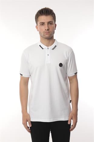 Pamuklu Kumaş Slim Fit Dar Kesim Kıvrılmaz Polo Yaka Tişört FS-003012 - Beyaz
