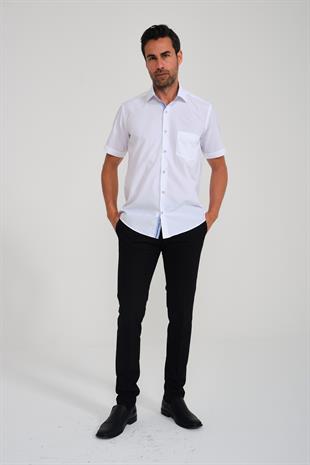 Klasik Kısa Kol Filafil Pötikareli Swift Hediye Kutulu Erkek Gömlek FS-001220 - Beyaz