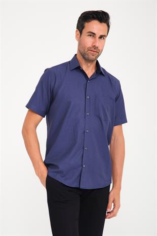 Klasik Kısa Kol Noktalı Hediye Kutulu Erkek Gömlek FS-001218 - Lacivert