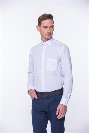 Klasik Uzun Kol Terry Cotton Hediye Kutulu Erkek Gömlek FS-001367 - Beyaz