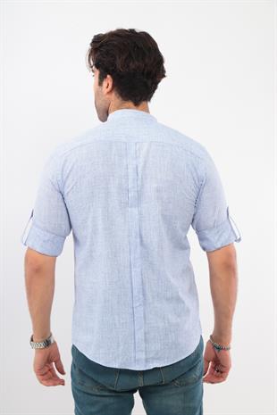 Slim Fit Uzun Kol Hakim Yaka Hediye Kutulu Erkek Gömlek FS-003720 - Mavi