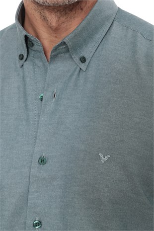 Slim Fit Uzun Kol Pamuklu Hediye Kutulu Kolay Ütülenebilir Erkek Gömlek FS-002225 - Yeşil