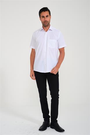 Klasik Kısa Kol Terry Cotton Hediye Kutulu Erkek Gömlek FS-000763 - Beyaz