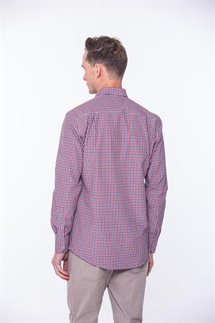 Klasik Uzun Kol King Kareli Hediye Kutulu Erkek Gömlek FS-001258 - Bordo