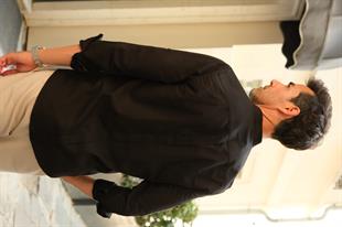 Hakim Yaka Slim Fit Keten Hediye Kutulu Erkek Gömlek FS-003042 - Siyah