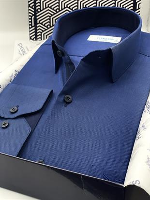 Klasik Uzun Kol Filafil Pitikareli Swift Hediye Kutulu Erkek Gömlek FS-001263 - Lacivert