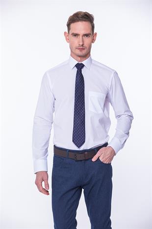 Klasik Uzun Kol Terry Cotton Hediye Kutulu Erkek Gömlek FS-001367 - Beyaz