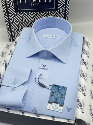 Klasik Uzun Kol Gold Saten Cepsiz Hediye Kutulu Erkek Gömlek FS-003308 - Açık Mavi