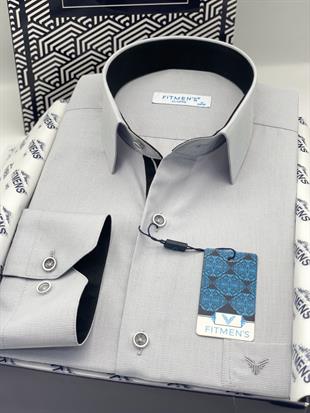 Klasik Uzun Kol Filafil Pitikareli Swift Hediye Kutulu Erkek Gömlek FS-001263 - Gri