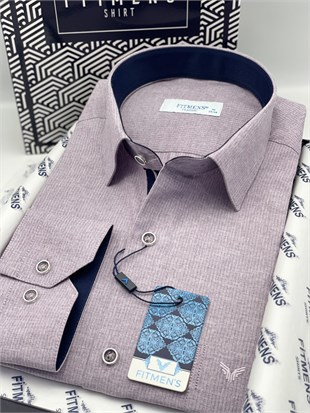 Klasik Uzun Kol Keten Cotton Hediye Kutulu Erkek Gömlek FS-001261 - Mor