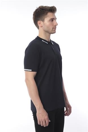 Pamuklu Kumaş Slim Fit Dar Kesim Kıvrılmaz Polo Yaka Tişört FS-003012 - Lacivert