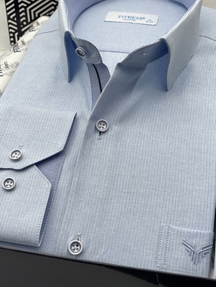 Klasik Uzun Kol Keten Cotton Hediye Kutulu Erkek Gömlek FS-001261 - Açık Mavi