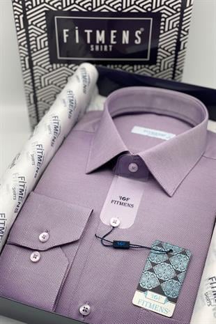 Klasik Uzun Kol Oxford Hediye Kutulu Kolay Ütülenebilir Erkek Gömlek FS-001254 - Mor