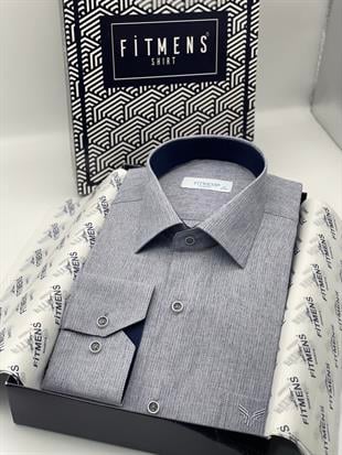 Klasik Uzun Kol Keten Cotton Hediye Kutulu Erkek Gömlek FS-001261 - Lacivert