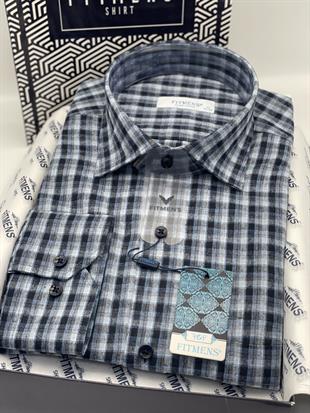 Klasik Uzun Kol Kışlık Ekoseli Oduncu Yaka Altı Düğmeli Pamuklu Hediye Kutulu Erkek Gömlek FS-001984 - Açık Mavi