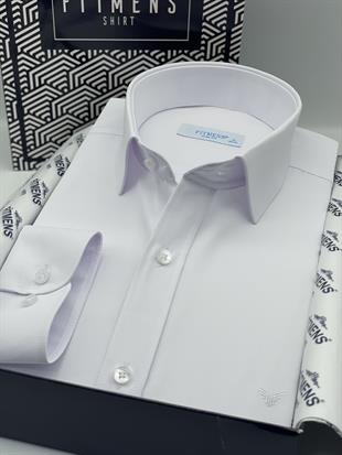Slim Fit Uzun Kol Saten Hediye Kutulu Kolay Ütülenebilir Erkek Gömlek FS-002968 - Beyaz