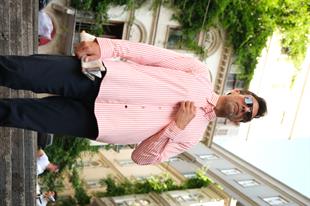 Slim Fit Uzun Kol Likralı Çizgili Yaka Düğmeli Hediye Kutulu Erkek Gömlek FS-003669 - Turuncu